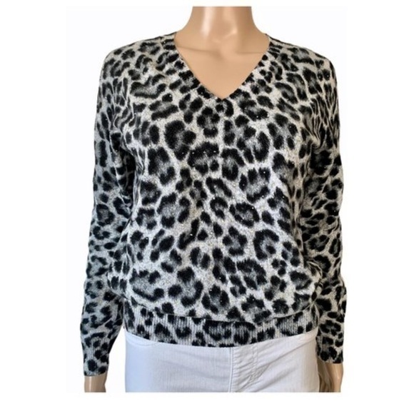 Michael Kors animal print V-neck sweater - Picture 1 of 7